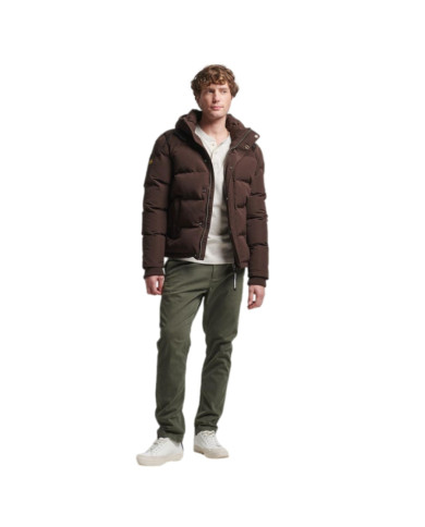 Kurtka męska Superdry EVEREST SHORT HOODED PUFFER M501174304O Brązowa - Sklep online Mastersport