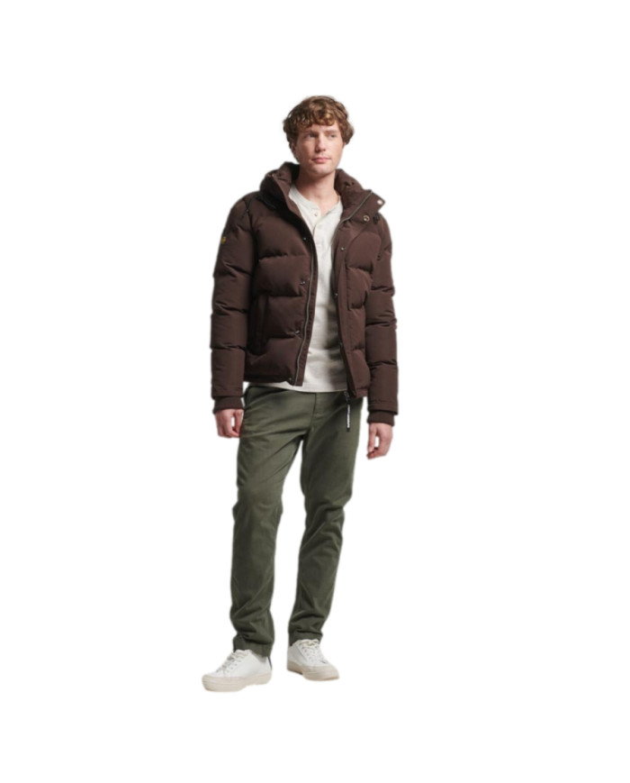 Kurtka męska Superdry EVEREST SHORT HOODED PUFFER M501174304O Brązowa - Sklep online Mastersport