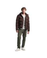 Kurtka męska Superdry EVEREST SHORT HOODED PUFFER M501174304O Brązowa - Sklep online Mastersport
