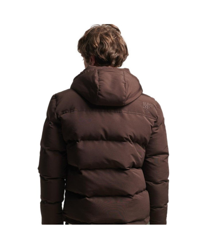 Kurtka męska Superdry EVEREST SHORT HOODED PUFFER M501174304O Brązowa - Sklep online Mastersport