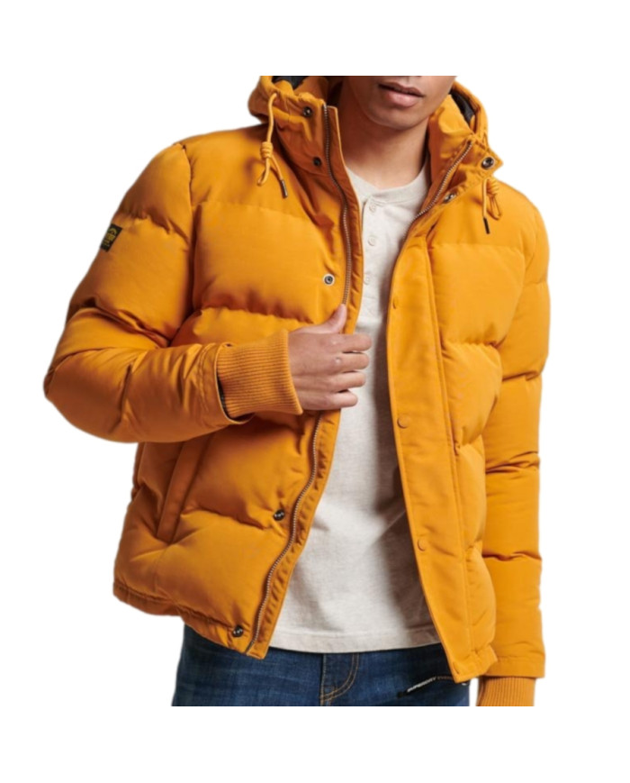 Kurtka męska Superdry EVEREST SHORT HOODED PUFFER M5011743A34K Żółta - Sklep online Mastersport