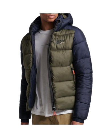 Kurtka męska Superdry HOOD COLOUR BLOCK SPORT PUFFER M5011752A9UK Wielokolorowa - Sklep online Mastersport