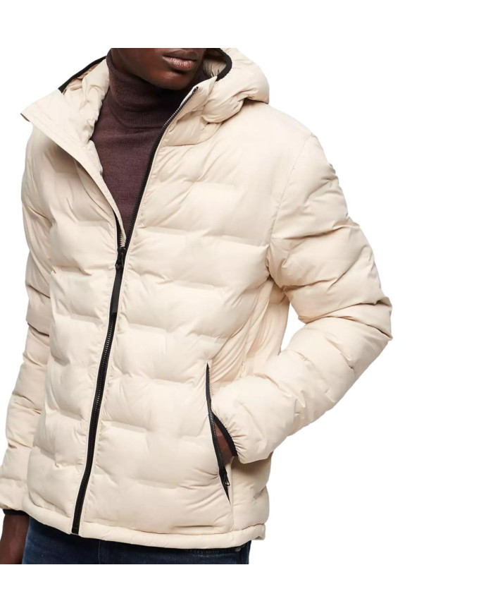 Kurtka męska Superdry SHORT QUILTED PUFFER COAT M5011811A1LA Beżowa - Sklep online Mastersport