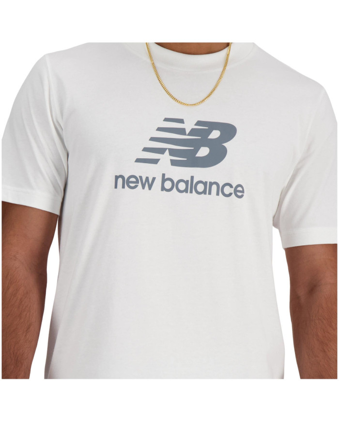 Koszulka męska New Balance S/S NEW BALANCE STACKED LO WT MT41502WT Biała - Sklep online Mastersport