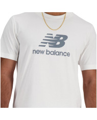 Koszulka męska New Balance S/S NEW BALANCE STACKED LO WT MT41502WT Biała - Sklep online Mastersport