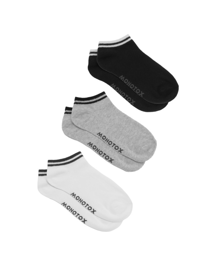 Skarpetki męskie Monotox NO-SHOW STRIPES 3 MX11005 Szare - Sklep online Mastersport