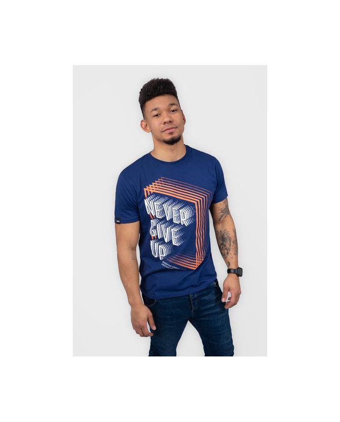 Koszulka męska Monotox NEVER GIVE UP LIGHT NAVY MX22074 Niebieska - Sklep online Mastersport