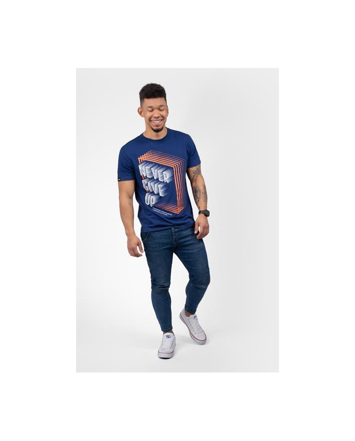 Koszulka męska Monotox NEVER GIVE UP LIGHT NAVY MX22074 Niebieska - Sklep online Mastersport