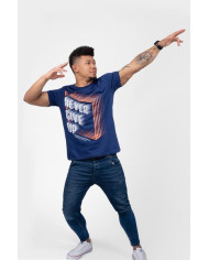 Koszulka męska Monotox NEVER GIVE UP LIGHT NAVY MX22074 Niebieska - Sklep online Mastersport