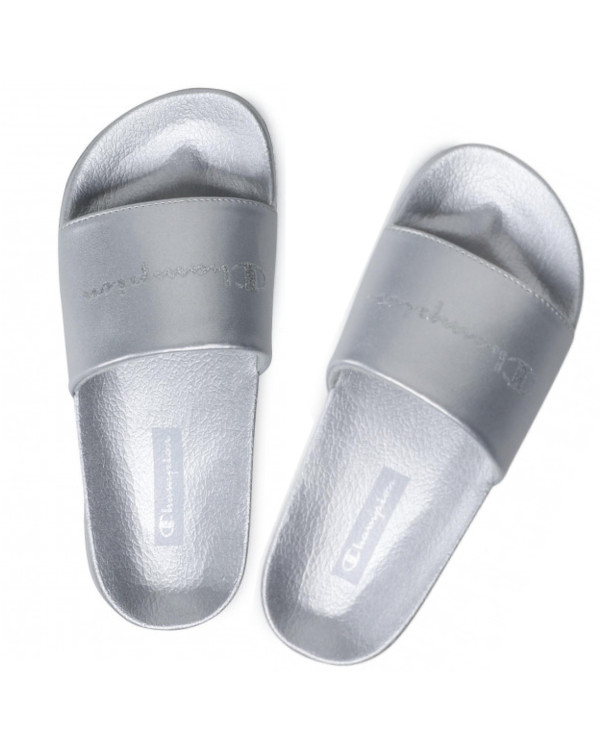Klapki damskie Champion QUEENS SLIDE S11386EM007 Srebrne - Sklep online Mastersport