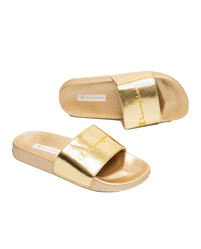 Klapki damskie Champion QUEENS SLIDE S11386OS043 Złote - Sklep online Mastersport