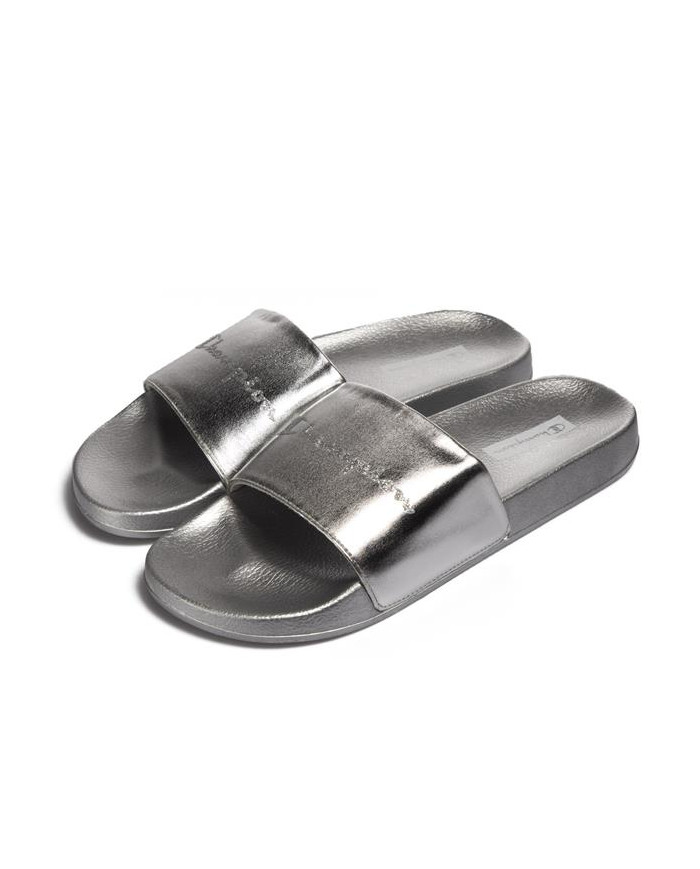 Klapki damskie Champion QUEENS SLIDE S11562EM007 Srebrne - Sklep online Mastersport