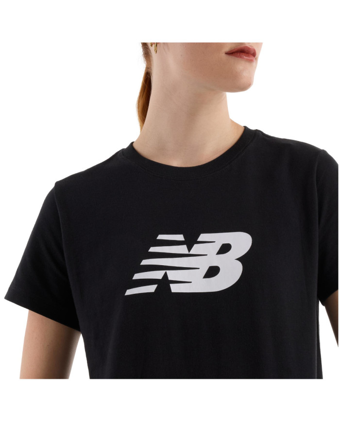 Koszulka damska New Balance S/S SPORT JERSEY LOGO T-SH WT43582BK Czarna - Sklep online Mastersport