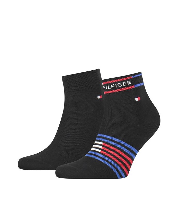 Skarpetki męskie Tommy Hilfiger TH MEN QUARTER 2P BRETON STRIPE 100002212002 Czarne - Sklep online Mastersport