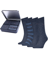 Skarpetki męskie Tommy Hilfiger TH MEN SOCK 4P TIN GIFTBOX STRIPE DOT 701224441003 Niebieskie - Sklep online Mastersport