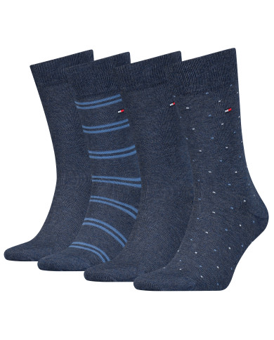 Skarpetki męskie Tommy Hilfiger TH MEN SOCK 4P TIN GIFTBOX STRIPE DOT 701224441003 Niebieskie - Sklep online Mastersport