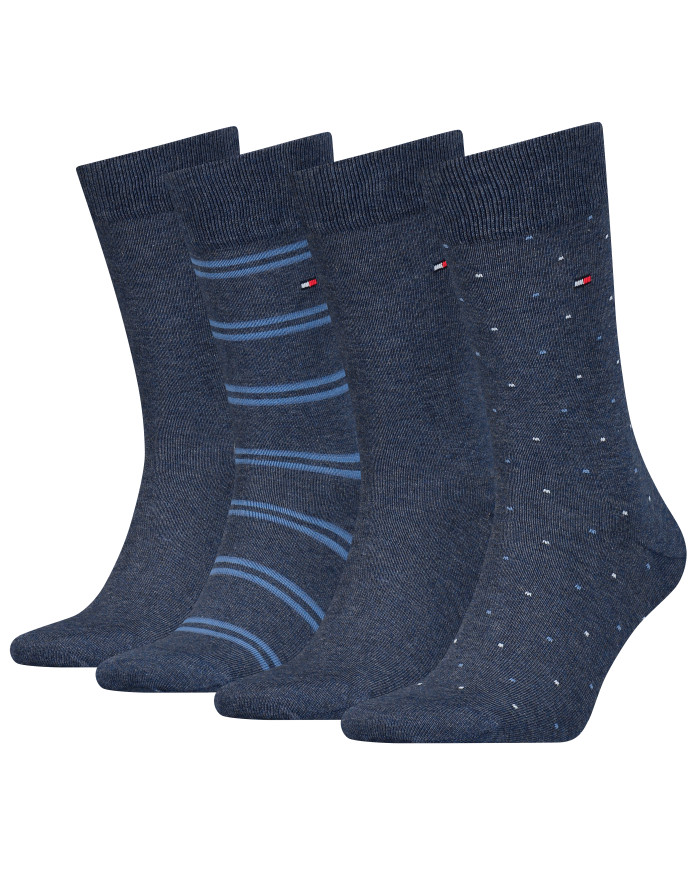 Skarpetki męskie Tommy Hilfiger TH MEN SOCK 4P TIN GIFTBOX STRIPE DOT 701224441003 Niebieskie - Sklep online Mastersport
