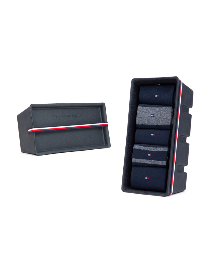 Skarpetki męskie Tommy Hilfiger TH MEN SOCK 5P GIFTBOX MOULINE STRIPE 701224443001 Niebieskie - Sklep online Mastersport