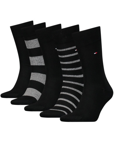 Skarpetki męskie Tommy Hilfiger TH MEN SOCK 5P GIFTBOX MOULINE STRIPE 701224443002 Czarne - Sklep online Mastersport