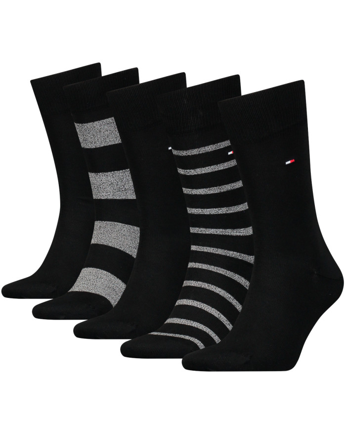 Skarpetki męskie Tommy Hilfiger TH MEN SOCK 5P GIFTBOX MOULINE STRIPE 701224443002 Czarne - Sklep online Mastersport