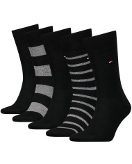 Skarpetki męskie Tommy Hilfiger TH MEN SOCK 5P GIFTBOX MOULINE STRIPE 701224443002 Czarne - Sklep online Mastersport