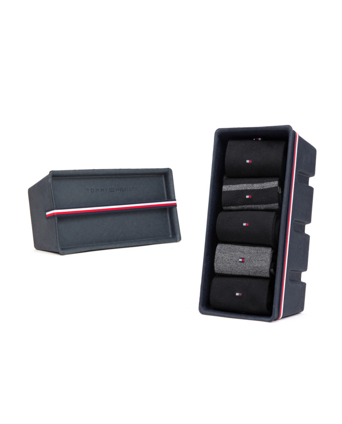 Skarpetki męskie Tommy Hilfiger TH MEN SOCK 5P GIFTBOX MOULINE STRIPE 701224443002 Czarne - Sklep online Mastersport