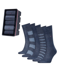Skarpetki męskie Tommy Hilfiger TH MEN SOCK 5P GIFTBOX MOULINE STRIPE 701224443003 Niebieskie - Sklep online Mastersport