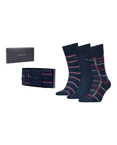 Skarpetki męskie Tommy Hilfiger TH MEN SOCK 3P GIFTBOX GRID STRIPE 701224445001 Niebieskie - Sklep online Mastersport