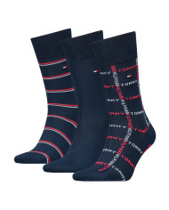 Skarpetki męskie Tommy Hilfiger TH MEN SOCK 3P GIFTBOX GRID STRIPE 701224445001 Niebieskie - Sklep online Mastersport