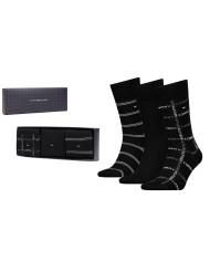 Skarpetki męskie Tommy Hilfiger TH MEN SOCK 3P GIFTBOX GRID STRIPE 701224445002 Czarne - Sklep online Mastersport