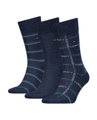Skarpetki męskie Tommy Hilfiger TH MEN SOCK 3P GIFTBOX GRID STRIPE 701224445003 Niebieskie - Sklep online Mastersport