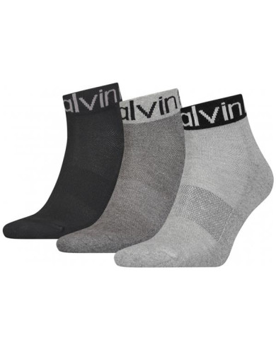 Skarpetki męskie Calvin Klein CK MEN QUARTER 3P LOGO 701218722003 Szare - Sklep online Mastersport