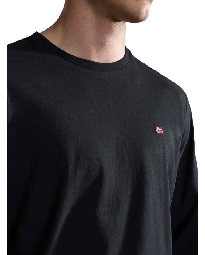 Koszulka męska Napapijri SALIS LS 1 BLACK NP0A4HN7041 Czarna - Sklep online Mastersport