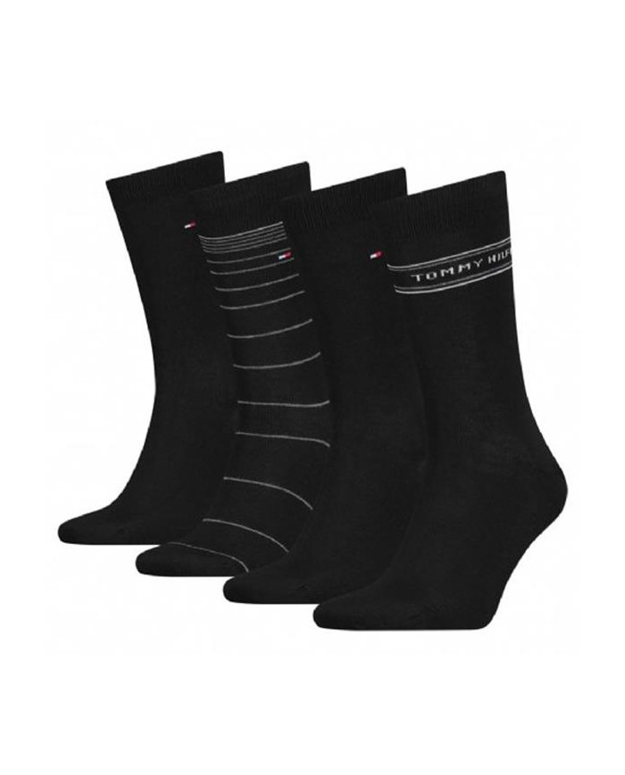 Skarpetki męskie Tommy Hilfiger TH MEN SOCK 4P TIN GIFTBOX 701220146002 Czarne - Sklep online Mastersport