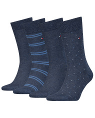 Skarpetki męskie Tommy Hilfiger TH MEN SOCK 4P TIN GIFTBOX STRIPE DOT 701224441003 Niebieskie - Sklep online Mastersport