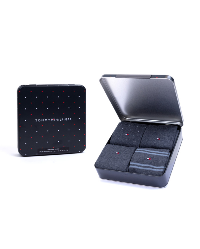 Skarpetki męskie Tommy Hilfiger TH MEN SOCK 4P TIN GIFTBOX STRIPE DOT 701224441003 Niebieskie - Sklep online Mastersport