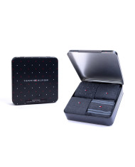 Skarpetki męskie Tommy Hilfiger TH MEN SOCK 4P TIN GIFTBOX STRIPE DOT 701224441003 Niebieskie - Sklep online Mastersport