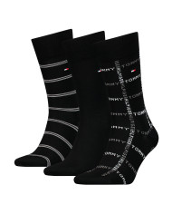 Skarpetki męskie Tommy Hilfiger TH MEN SOCK 3P GIFTBOX GRID STRIPE 701224445002 Czarne - Sklep online Mastersport