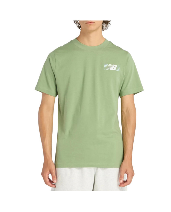 Koszulka męska New Balance LINES T-SHIRT MT6179UMAAR Zielona - Sklep online Mastersport