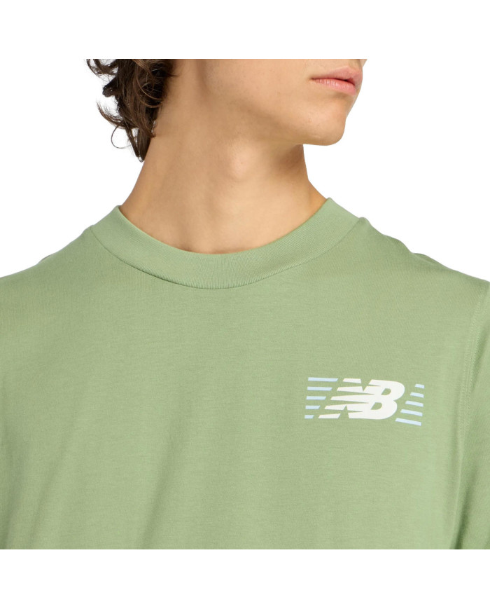 Koszulka męska New Balance LINES T-SHIRT MT6179UMAAR Zielona - Sklep online Mastersport