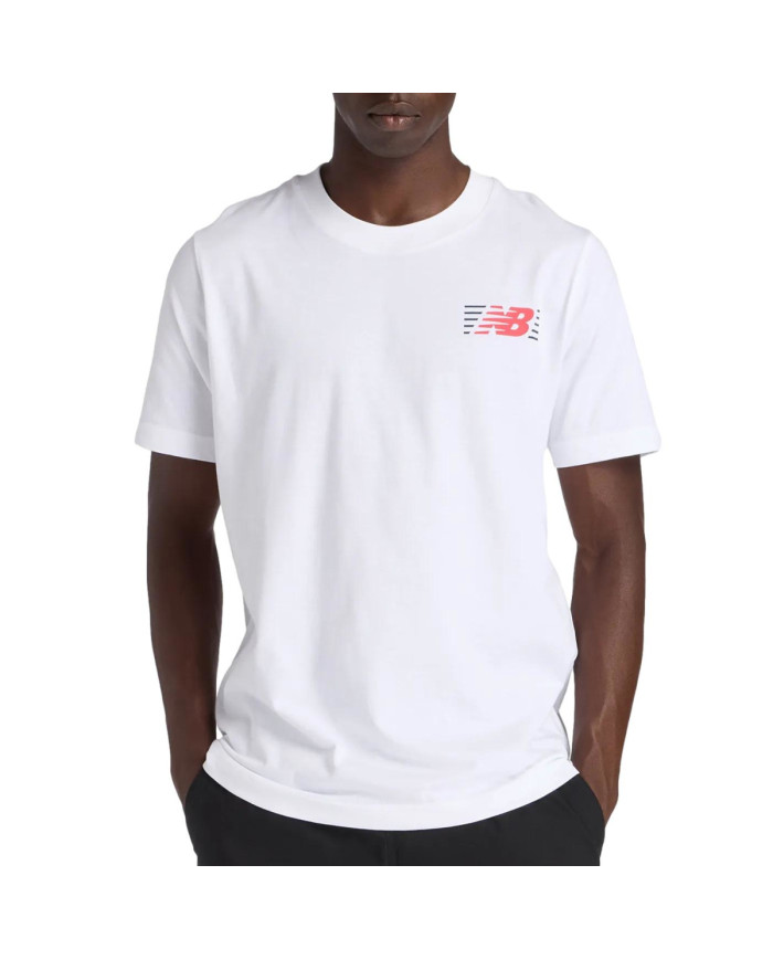 Koszulka męska New Balance LINES T-SHIRT MT6179UMWT Biała - Sklep online Mastersport
