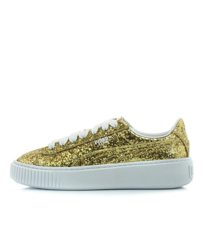 Buty damskie Puma BASKET PLATFORM GLITTER 36409302 Złote - Sklep online Mastersport