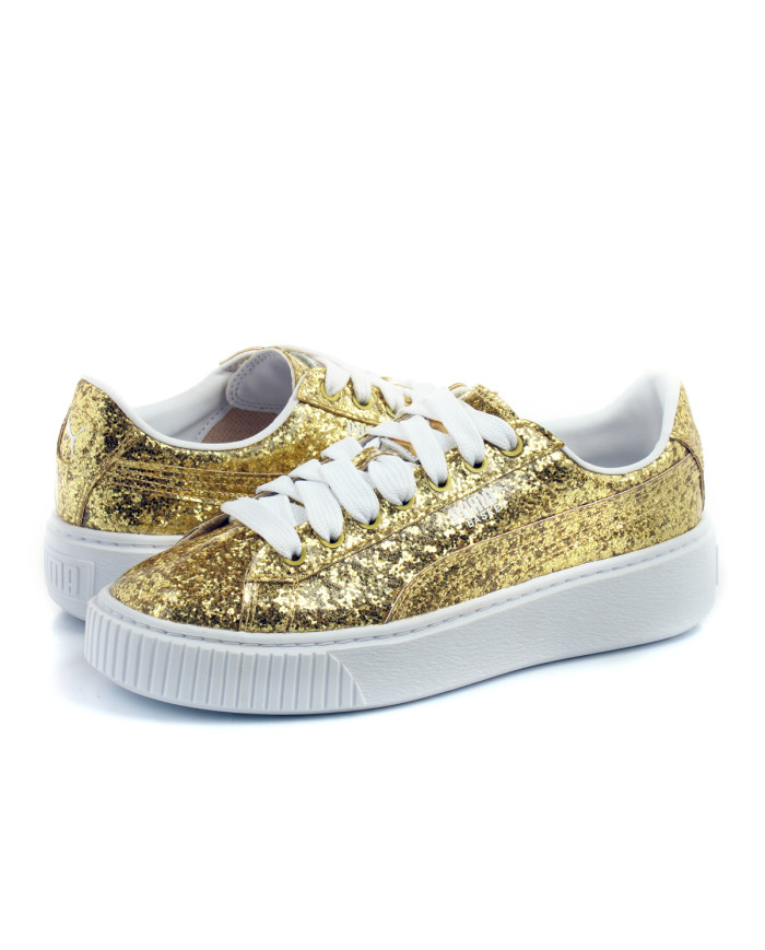Buty damskie Puma BASKET PLATFORM GLITTER 36409302 Złote - Sklep online Mastersport