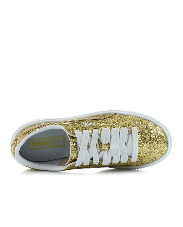 Buty damskie Puma BASKET PLATFORM GLITTER 36409302 Złote - Sklep online Mastersport