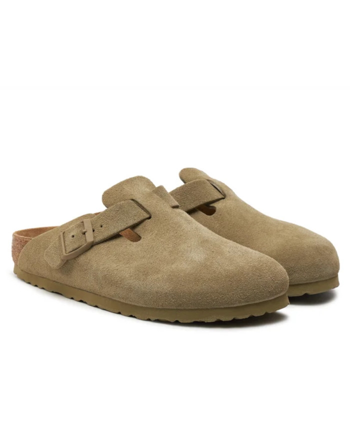 Klapki damskie Birkenstock BOSTON LEVE NARROW 1025844 Khakie - Sklep online Mastersport