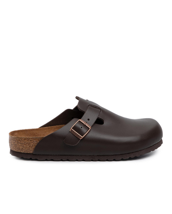 Klapki męskie Birkenstock BOSTON LEATHER UNISEX REGULAR 0060101 Brązowe - Sklep online Mastersport