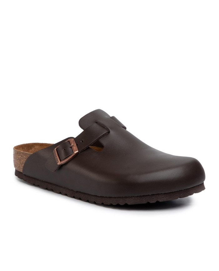 Klapki męskie Birkenstock BOSTON LEATHER UNISEX REGULAR 0060101 Brązowe - Sklep online Mastersport
