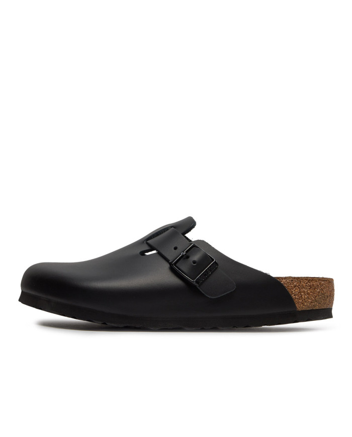 Klapki męskie Birkenstock BOSTON LEATHER UNISEX REGULAR 0060191 Czarne - Sklep online Mastersport