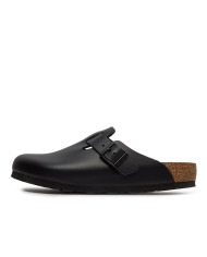 Klapki męskie Birkenstock BOSTON LEATHER UNISEX REGULAR 0060191 Czarne - Sklep online Mastersport