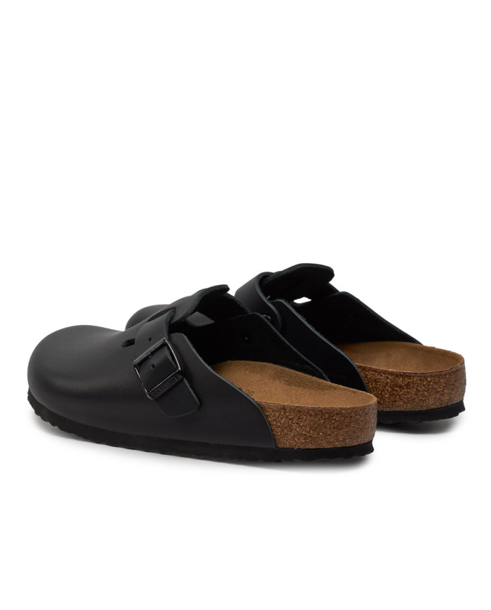 Klapki męskie Birkenstock BOSTON LEATHER UNISEX REGULAR 0060191 Czarne - Sklep online Mastersport